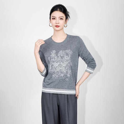 「高货wl」全新升级【铂金会员238/天猫319/差价81】(95529)洛诗琳暖毛星辰刺绣羊毛衫2025冬季气质慵懒感针织上衣女 商品图1