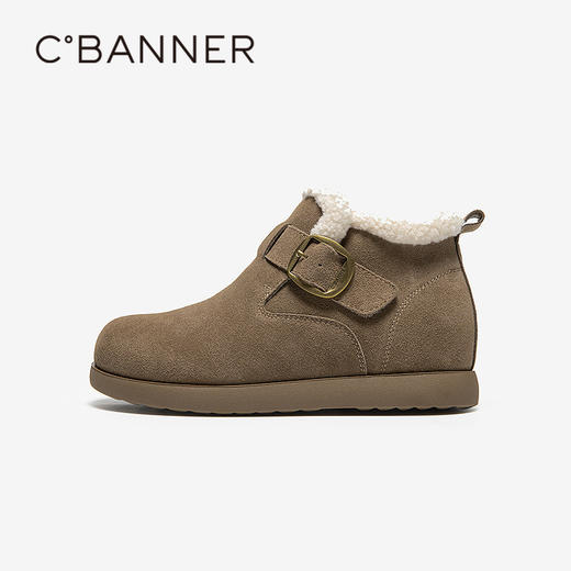 千百度毛毛鞋时尚雪地靴女冬季新款全包勃肯鞋暖暖靴加绒短靴A25753116 商品图2