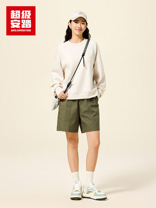 超级安踏运动卫衣女士秋季罗纹拼接宽松休闲圆领套头衫上衣162535703U 商品图2