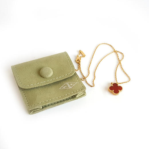 【95新】VCA梵克雅宝Vintage Alhambra系列VCARD38500中号18K黄金镶红玉髓四叶草红花项链链长约42cm女士111125TH16 商品图1