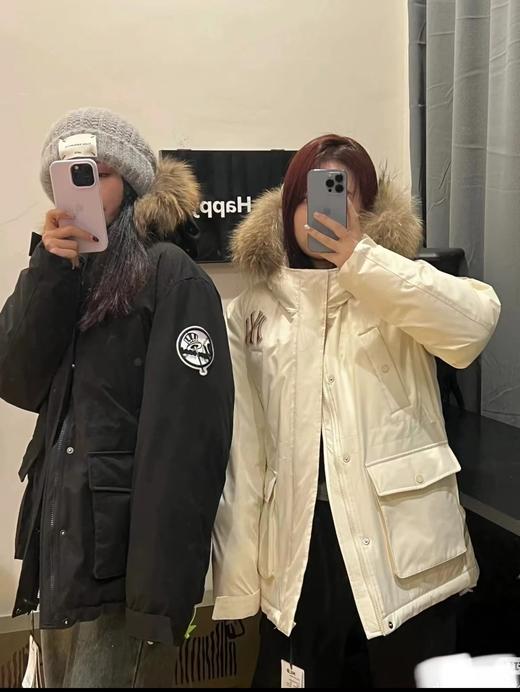 D111969大标带毛字母连帽工装中长款羽绒服 商品图12