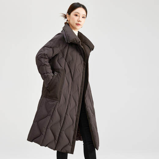 QS冬季新款鹅绒服宽松过膝加厚中长款保暖日常通勤款纯色外套女0039 商品图2
