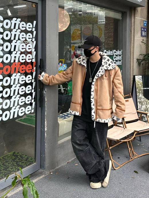 D111946麂皮绒复合内里小兔毛情侣高领加绒加棉外套 商品图5