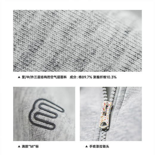 马登女装美式高腰短卫衣修身灰色连帽拉链卫衣开衫复古运动外套 商品图4