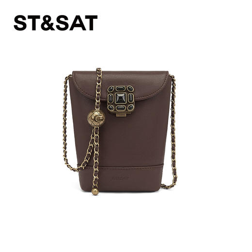 星期六复古宝石扣金属链条水桶包SSD521A060 商品图10