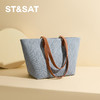 星期六丹宁老花撞色肩带大容量托特包SSD521A085 商品缩略图0