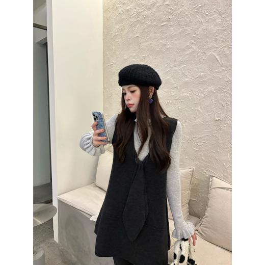 25AW上新 甜甜同款【文艺画馆】糯叽叽圈圈毛呢叠穿宽松无袖连衣裙 商品图1