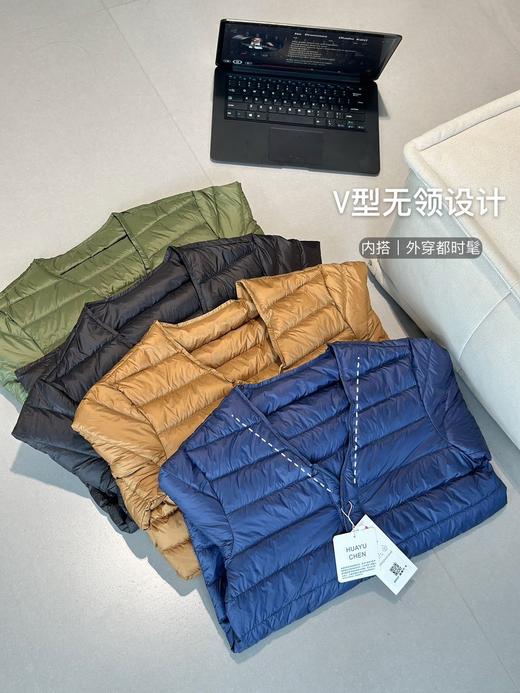 【多妈团购 鸭伯伯·轻盈无领夹克羽绒服AB866】90白鸭绒填充，轻柔、蓬松、柔软!!!比毛衣更保暖、轻盈!内搭保暖，外穿时尚-汉羽 商品图9