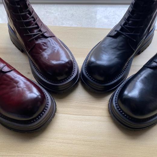 D111904马丁靴女款2025新款秋冬季厚底短靴圆头英伦风百搭粗跟短靴 商品图5