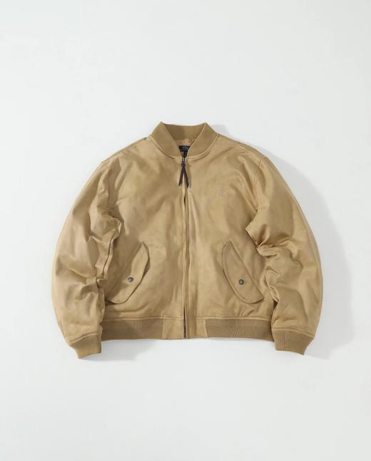 D111933麂皮羊绒面革皮衣绗棉罗纹棒球领外套棉服 商品图13