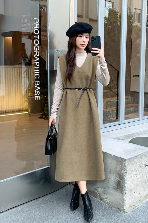 Le Malene 复古气质背心连衣裙+打底衫套装 21596 商品图1