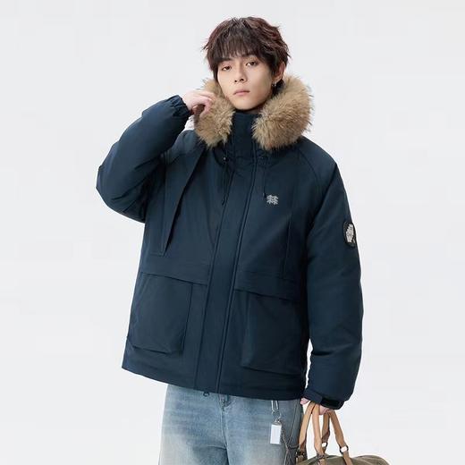 D111927羽绒棉服貉子毛连帽派克棉衣外套男女同款 商品图1