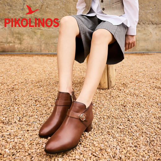 【云粉节】BF楼Pikolinos派高雁冬季牛皮圆头粗跟侧拉链纯色短靴PA255222.吊牌价2780 商品图1