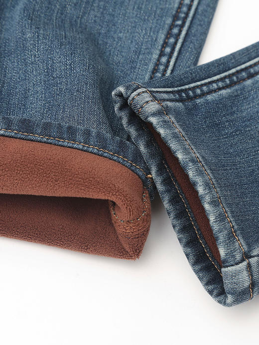 【加绒】冬新款复古蓝高腰牛仔裤 双扣设计显瘦紧身小脚裤 弹力修身百搭九分铅笔裤 商品图4