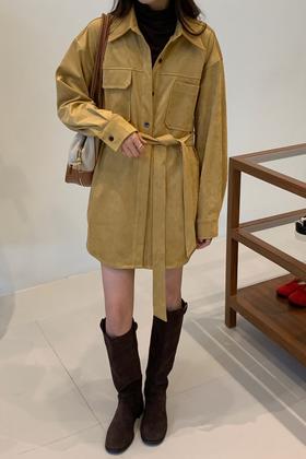 LNNNS 简约工装Polo领衬衫裙系带开衫 21595