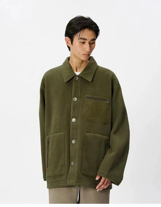 D111956复古松弛感立领+按扣设计摇粒绒立领夹克 商品图7