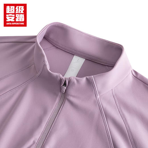 超级安踏运动长袖T恤女士秋季半开拉链高弹修身套头衫上衣162537402U 商品图5