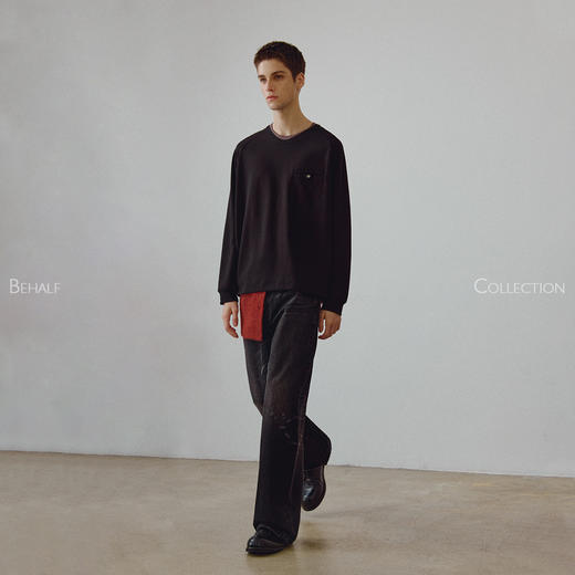 714street高端线 BEHALF 混纺锦棉波纹领贝壳扣 弧形下摆口袋长袖 商品图1