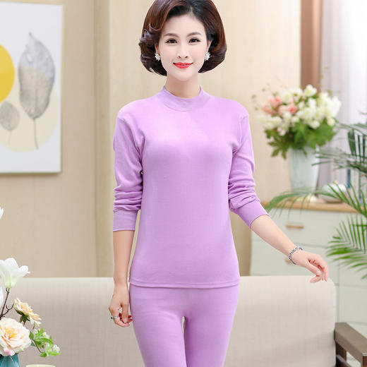 中老年人秋衣秋裤女士纯棉奶奶装妈妈大码保暖内衣套装薄款棉毛衫老年人保暖内衣 商品图0