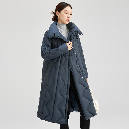 QS冬季新款鹅绒服宽松过膝加厚中长款保暖日常通勤款纯色外套女0039 商品图3