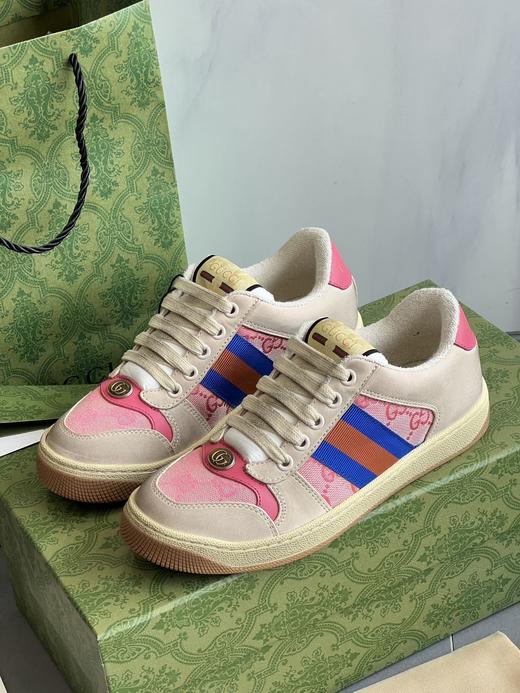 G家脏脏鞋男女款2025春秋季新款真皮情侣板鞋复古老花厚底小脏鞋 商品图8