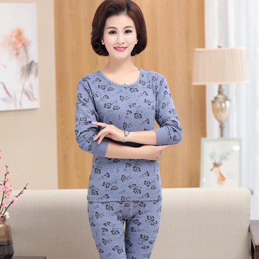 中老年人秋衣秋裤女士纯棉奶奶装妈妈大码保暖内衣套装薄款棉毛衫老年人保暖内衣 商品图5