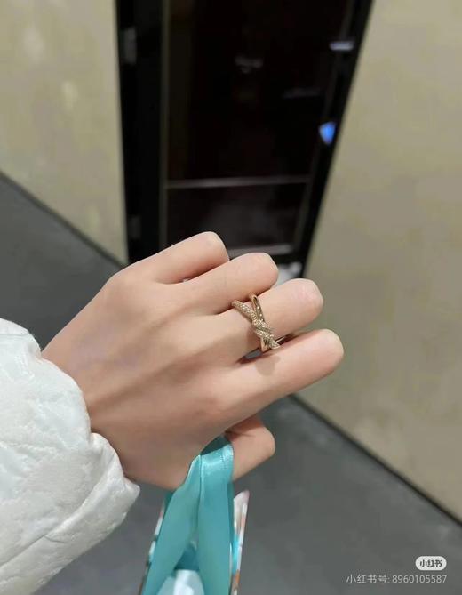 D111977宽版双行戒指Knot系列新品扭绳带钻戒指 商品图2