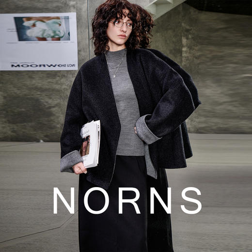 NORNS LADY诺恩 100%羊毛冬季新款绵羊毛毛呢大衣外套双面V领 H25WS01736-12.16直播 商品图4