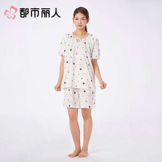 都市丽人女士睡衣单面无尘棉家居服短袖短裤套装LHC2C2 商品图1