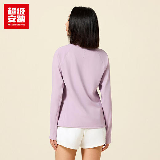 超级安踏运动长袖T恤女士秋季半开拉链高弹修身套头衫上衣162537402U 商品图1