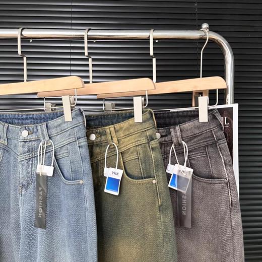 D111932保暖复古星空纹阔腿牛仔裤高腰宽松显瘦直筒阔腿裤 商品图10