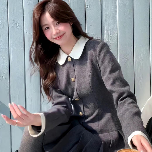 奢姿大码女装2025冬季时尚娃娃领收腰连衣裙胖妹妹气质学院风裙子3254803790 商品图4