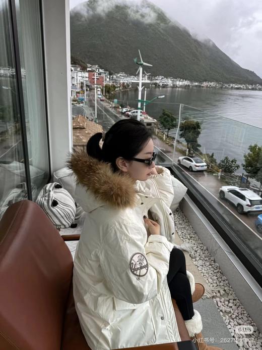 D111969大标带毛字母连帽工装中长款羽绒服 商品图11