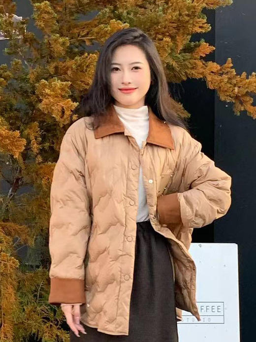 【百图lulu定制】【沙丘鹅绒服】90白鹅绒 一手长款 小个子显高 麂皮翻领保暖 鹅绒服 商品图0