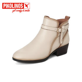 【云粉节】BF楼Pikolinos派高雁冬季多材质拼接粗跟侧拉链纯色短靴PA251416.吊牌价2780