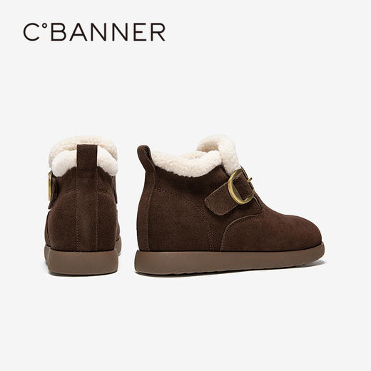 千百度毛毛鞋时尚雪地靴女冬季新款全包勃肯鞋暖暖靴加绒短靴A25753116 商品图4