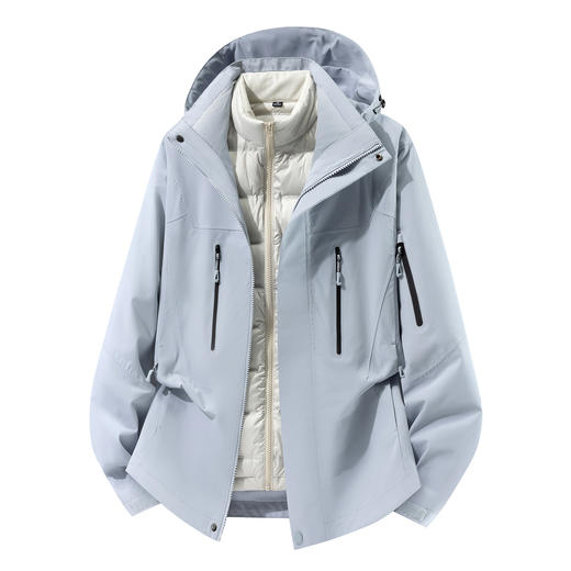 LUCKY DEER/幸运鹿冬季情侣款保暖防水透气潮流三合一热封羽绒冲锋衣 商品图0