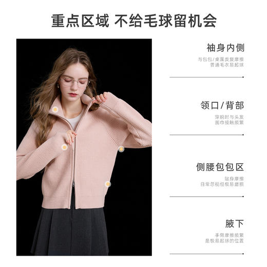 【抗起球】三彩2025冬季新款翻领插肩袖开衫宽松针织衫休闲简约M 商品图3