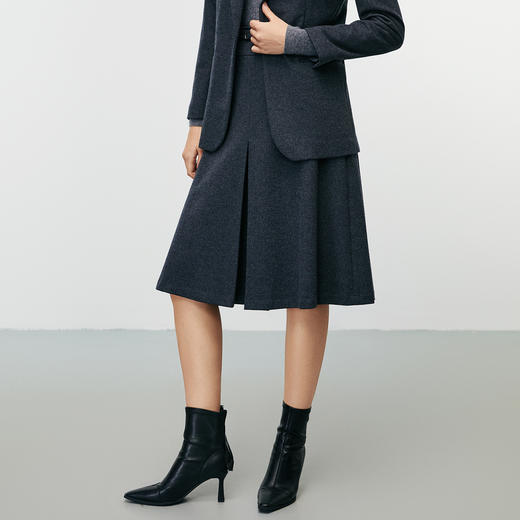 EITIE爱特爱冬季新款时尚高腰A字显瘦百搭毛呢半身裙8006703 商品图3