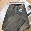 D111932保暖复古星空纹阔腿牛仔裤高腰宽松显瘦直筒阔腿裤 商品缩略图13