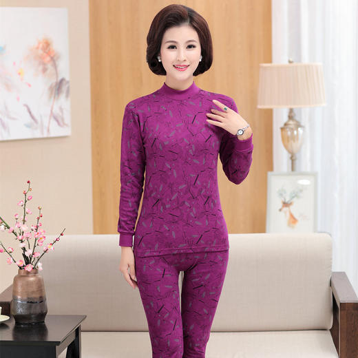 秋衣秋裤全棉中老年女士纯棉妈妈保暖内衣老人棉毛衫套装线衣线裤中年妈妈保暖内衣套装 商品图3