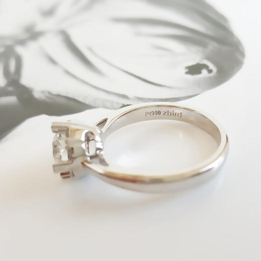 【天然正品】钻石小鸟PT900经典简约四爪款花朵造型1.00克拉钻石戒指14号（戒圈可改）女士081125NJS04 商品图6