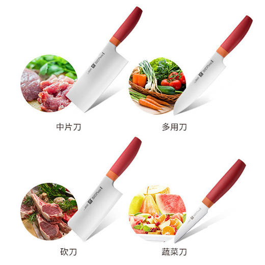 [双立人]NOWS刀具5件套(蔬菜刀、多用刀、中片刀、砍刀、实木插刀架) 商品图6