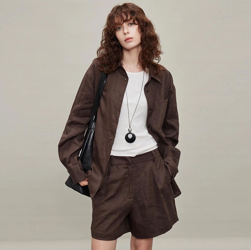 凡戴克棕棉麻天丝衬衫 ，冬天穿「凡戴克棕」衬衫，真显白！【3-5天发货，周末顺延】