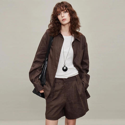 凡戴克棕棉麻天丝衬衫 | 冬天穿「凡戴克棕」衬衫，真显白！【3-5天发货，周末顺延】 商品图0