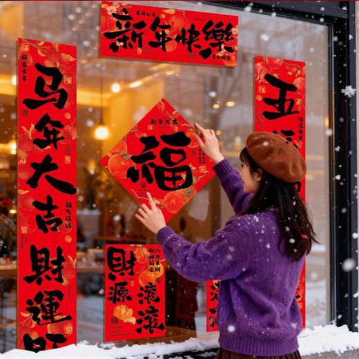 【9.9元包邮54件套】2026年马年对联新款春联大礼包春节过年大门福字门贴新年全套装饰品 商品图3
