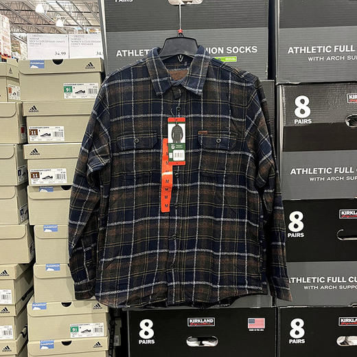 ORVIS 男士春秋棉质休闲撞色格子双口袋尖领工装长袖衬衫 商品图2