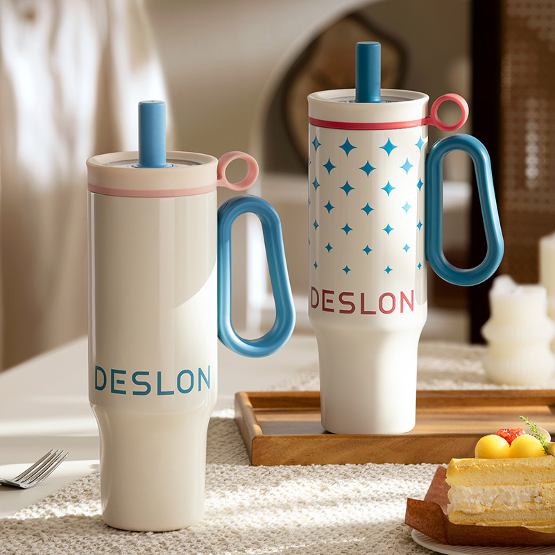 DESLON德世朗 轻风温伴冰霸杯 1150ml 蓝色/红色