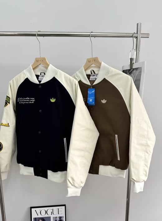 D111959呢子皮机绗棉拼接设计刺绣logo外套夹克 商品图0