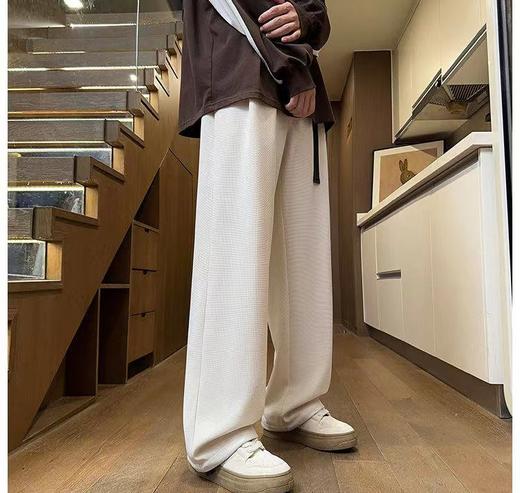 D111925加绒新款阔腿格子裤修饰腿型情侣款卫裤 商品图5